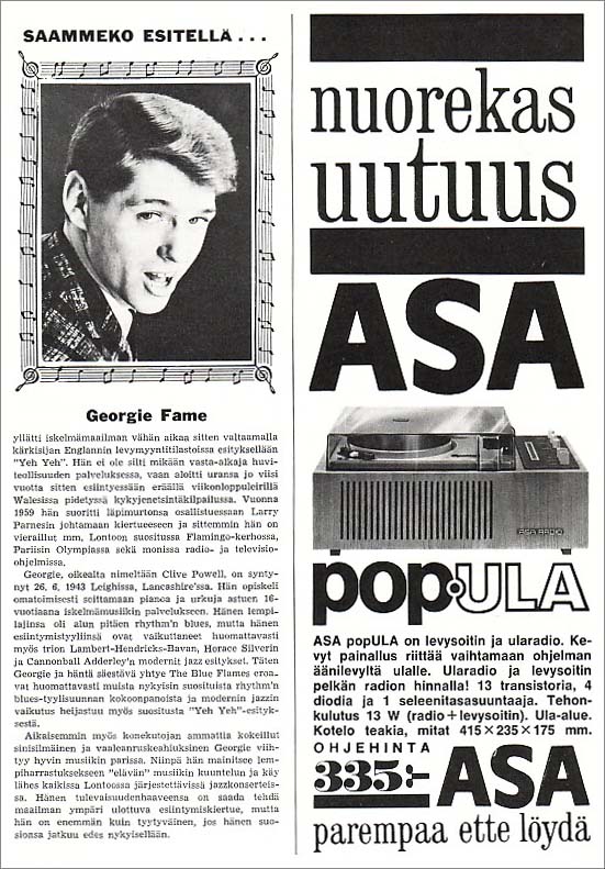 Georgie Fame: Magazine Clip 1964 (Finland)
