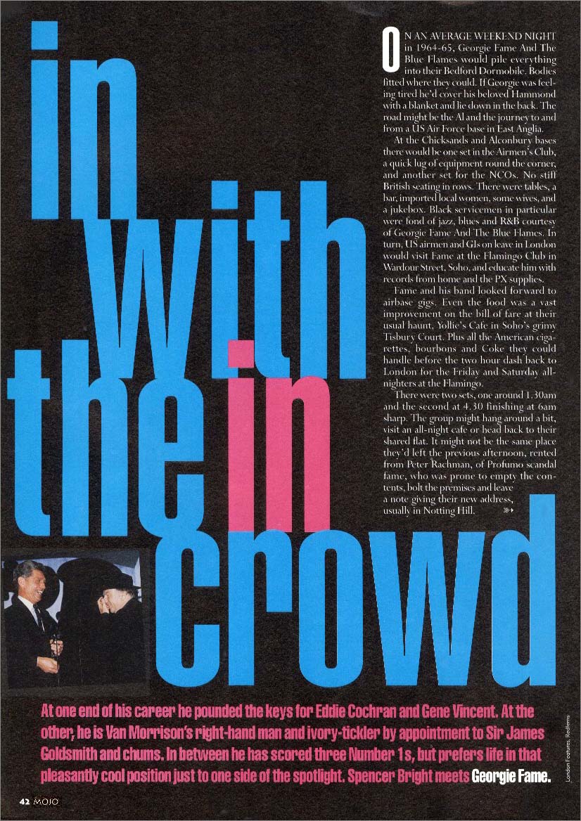 Georgie Fame: Mojo Magazine 1996 Page 1 (UK)